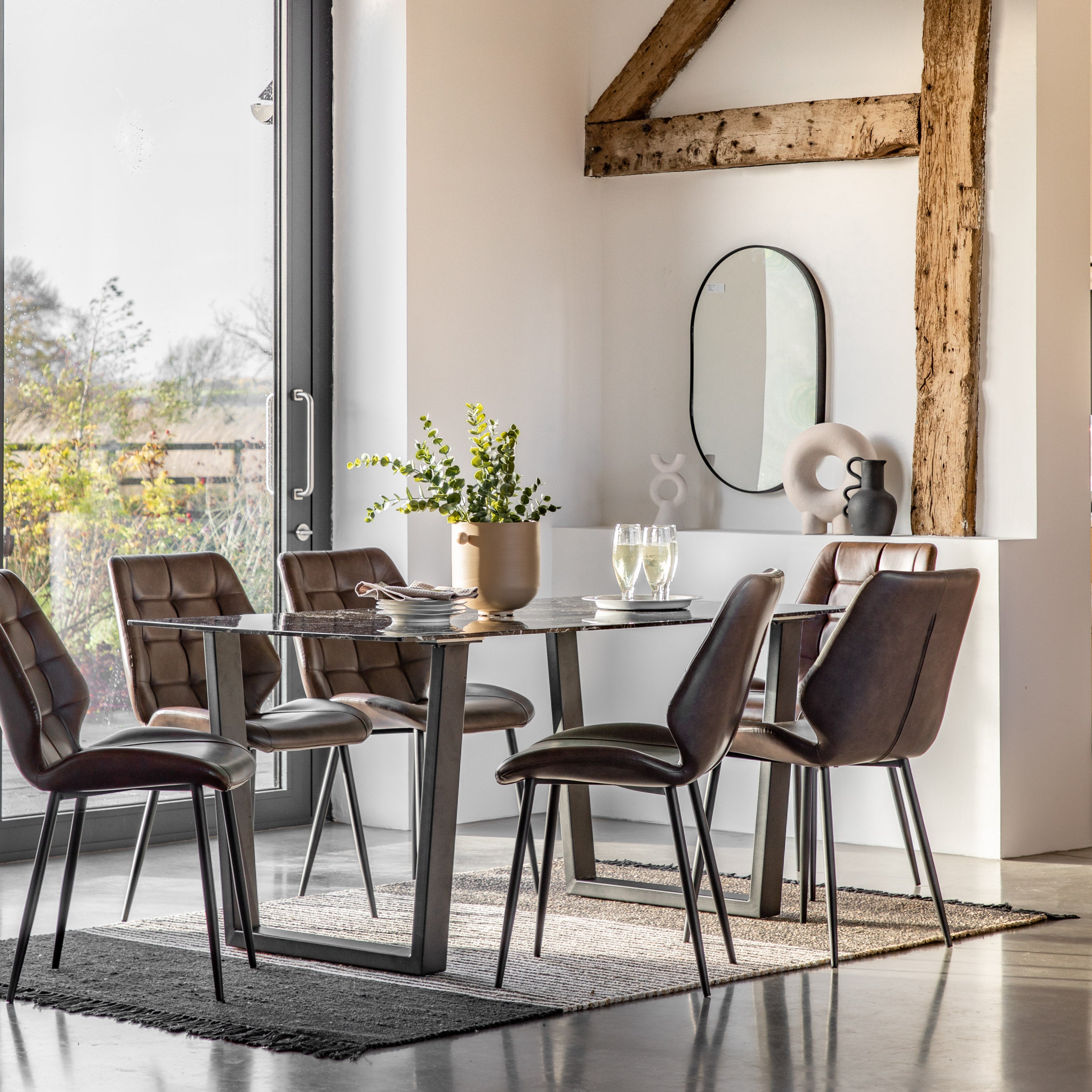 Ari Black Marble Rectangle Dining Table | 6 Seater